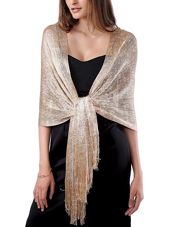 Champagne Gold Shimmer Shawl – Central Chic